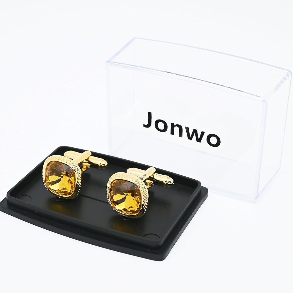COUNTESS MANFC. JEWELLERS カフリンクス Amazon.com: Jonwo Yellow Zircon Gemstone Cufflinks for Men